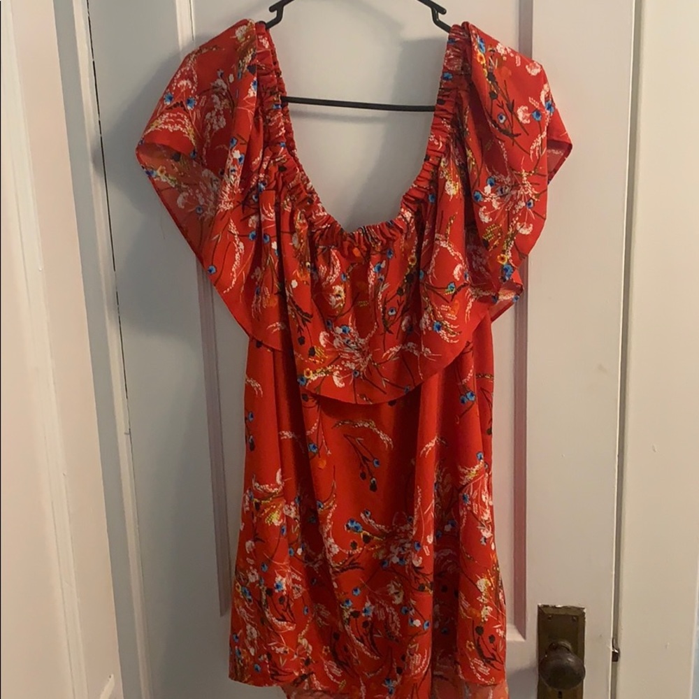 Red Floral Peasant Blouse